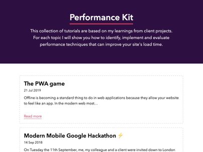 Screenshot of https://performance-kit.netlify.app/